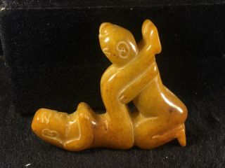 Old China Natural Jade Hand - Carved Statue Of Man And Woman Statue Pendant A4