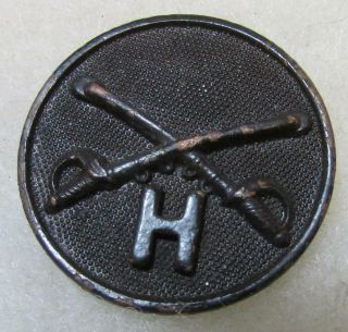 Ww1 Cavalry " H " Troop Collar Disc - Pin Back