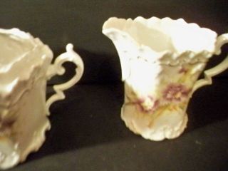 ANTIQUE VICTORIAN SUGAR AND CREAMER PORCELAIN FLORAL 6