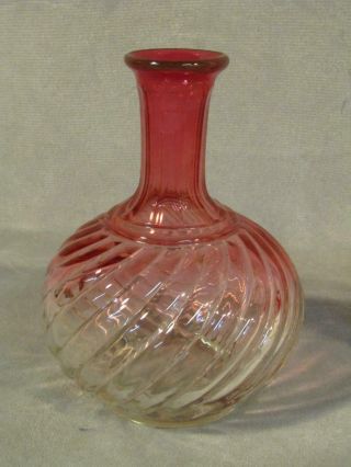 Antique Baccarat Art Glass Rose Tiente Amberina 8 " Carafe Bottle Decanter