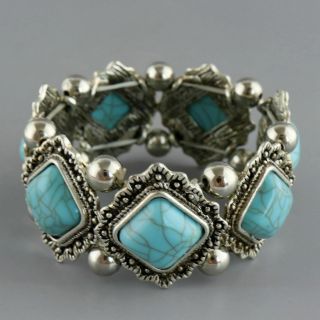 Collect Old Miao Silver Inlay Turquoise Carved Delicate Noble Decorate Bracelet