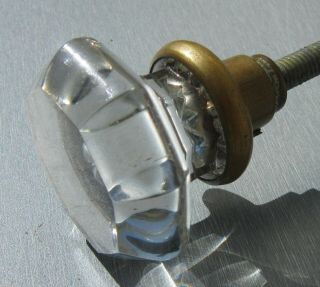 ANTIQUE Vintage GLASS DOOR KNOB SET with BRASS 8 - Point/Sided 5