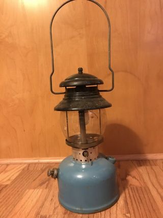 Vintage 1965 Blue Sears Roebuck Gas Camping Lantern 7115/476.  74060 By Coleman