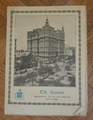 The Ansonia First Class Modern York City Nyc Hotel Vintage Travel Brochure