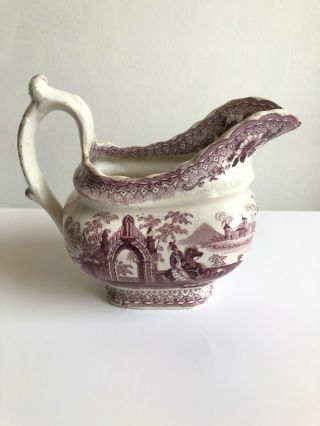 Antique 1830’s Black transferware creamer,  England Oriental pattern Good cd 8