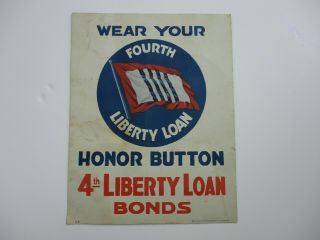 Wwi 4th Liberty Loan Poster Honor Button Ww1