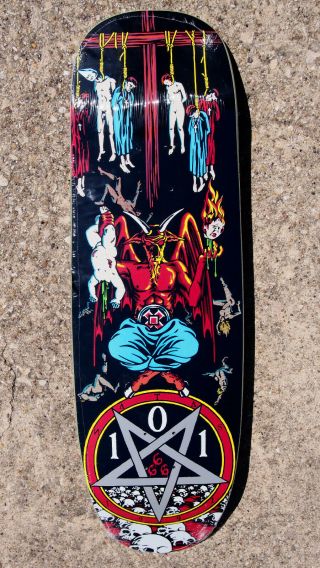 101 Natas Kaupas Devil Worship Reissue Skateboard Deck Blue Stain