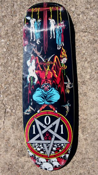 101 Natas Kaupas Devil Worship Reissue Skateboard Deck Blue Stain 2