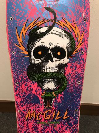 Vintage Mike McGill Powell Peralta Skull and Snake skateboard deck PINK OG 2