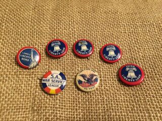 Vintage Ww1 Liberty Loan & War Bond Button Pins Advertising Badges 7 World War 1