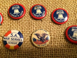 Vintage WW1 Liberty Loan & War Bond Button Pins Advertising Badges 7 World War 1 2