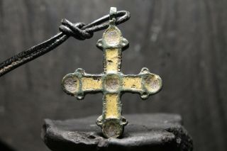 Ancient Viking Bronze Orthodox Cross,  Rare Christian Pendant,  9 - 11th Century Ad