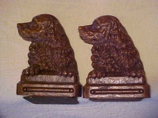 Vintage Spaniels Ornawood Bookends,  Long Haired Dog,  Setter Or Curly Labador