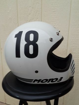 Vintage Bell Moto 3 Motorcycle Helmet Classic Whitesuper Shape