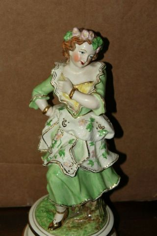 Vintage Large 13 " Tall Lady Figurine,  Goldra 1930s - 40s,  Handpainted