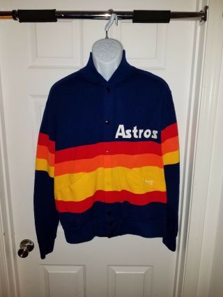 Rare Authentic Medalist Sand Knit Houston Astros Rainbow Sweater Vintage