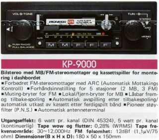 Pioneer KP - 9000 vintage cassette oldschool stereo car radio 8