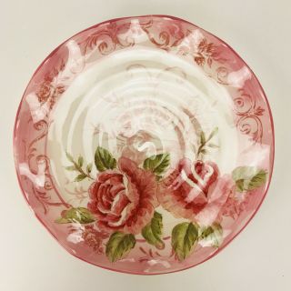 Maxcera Corp 10.  5 " Victorian Style Toile Rose Dinner Plate Floral Hand Painted