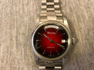 Vintage Mens Bulova Day And Date Automatic Mens Ss Watches