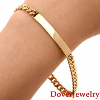Designer 18k Yellow Gold Id Tag Cuban Chain Bracelet 23.  3 Grams Nr