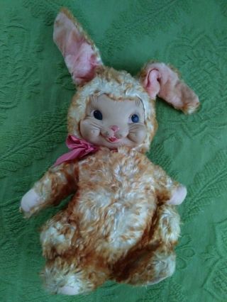 Vintage Rushton Rubber Face Faced Brown Stuffed Animal Plush Bunny Rabbit 50 ' s 2