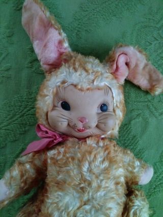 Vintage Rushton Rubber Face Faced Brown Stuffed Animal Plush Bunny Rabbit 50 ' s 3