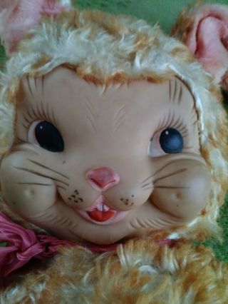 Vintage Rushton Rubber Face Faced Brown Stuffed Animal Plush Bunny Rabbit 50 ' s 7