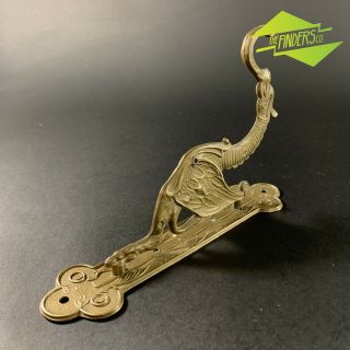 Antique Deco Nouveau Brass Dragon Wall - Mount Coat Hook Bell Hanger