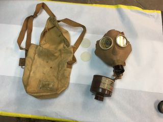 Wwii Imperial Japanese Army Type 99 Gas Mask W/ Canister Bag Lenses W/wooden Blk