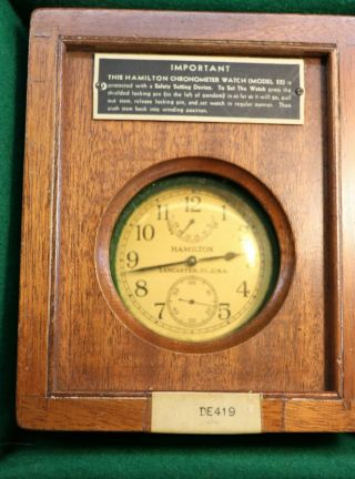 Vintage Hamilton Chornometer Watch Model 22 Navy DE419 5