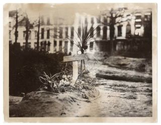 Wwi British Officers Grave With Band Of Mitrailleuse Cartridges At Lierre Photo