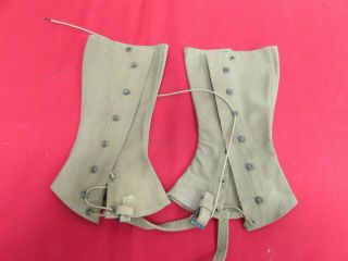 Wwi Us Army Rare Size 2 1918 Dated And Marked Canvas Leggings With Laces.