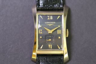 MENS VINTAGE SOLID 14K GOLD LONGINES HOURGLASS WRISTWATCH VERY RARE From 1951 3