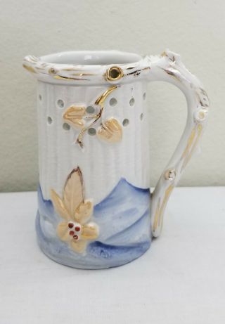 Antique Victorian Porcelain Trick Puzzle Mug Cup