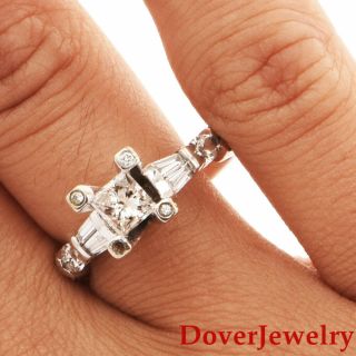 Estate Diamond 14k White Gold Cluster Engagement Ring Nr