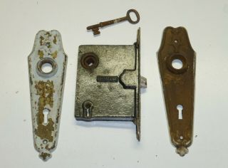 Vintage Skillman Door Mortise Lock Hardware W Key Door Face Plates
