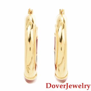 Chimento 18K Yellow Gold Enamel Hoop Earrings 6.  9 Grams NR 3