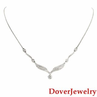 Italian Diamond 14K White Gold Floral Pendant Chain Necklace 5.  8 Grams NR 2