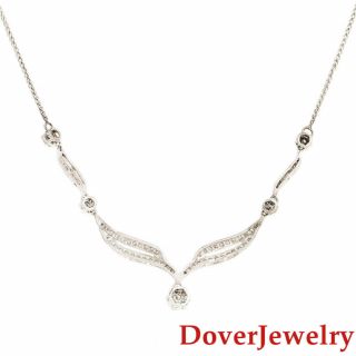Italian Diamond 14K White Gold Floral Pendant Chain Necklace 5.  8 Grams NR 4