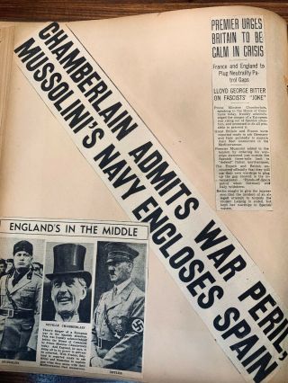 Ww2 Spanish Civil War Scrapbook Newspaper Clippings Military Army Wwii