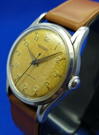 Rare Vintage Richard Bumper Automatic Stainless Steel Mens Wristwatch Swiss 10
