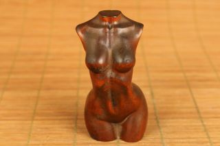 Unique Chinese Old Boxwood Hand Carved Body Statue Netsuke Collectable