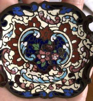 Gorgeous 1800’s Victorian French Champleve Cloisonné Enamel Bronze Tray Dish 2