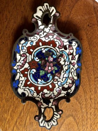 Gorgeous 1800’s Victorian French Champleve Cloisonné Enamel Bronze Tray Dish 5
