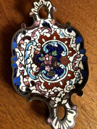 Gorgeous 1800’s Victorian French Champleve Cloisonné Enamel Bronze Tray Dish 7