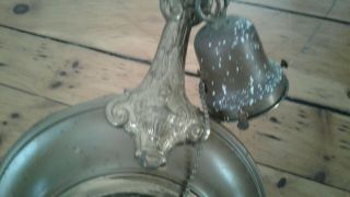 Antique Vintage Art Deco Brass 3 Arm Pan Ceiling Light Fixture Chandelier 4