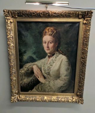 Large Antique Portrait Oil On Canvas English Circa 1870