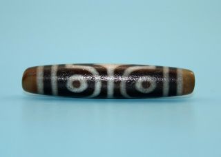 55 11 Mm Antique Dzi Agate Old 4 Eyes Bead From Tibet