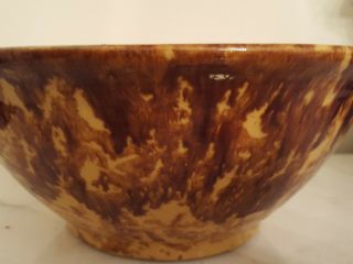 Antique Vintage Salt Glaze Gold & Brown Stoneware Pottery Crock Large Bowl 10 