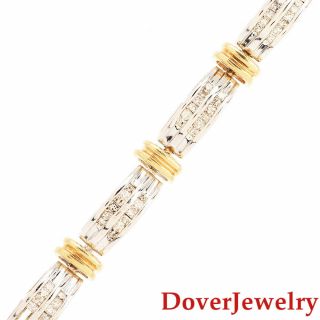 Estate Diamond 14k Gold Geometric Link Bracelet 10.  6 Grams Nr